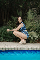 navy blue print